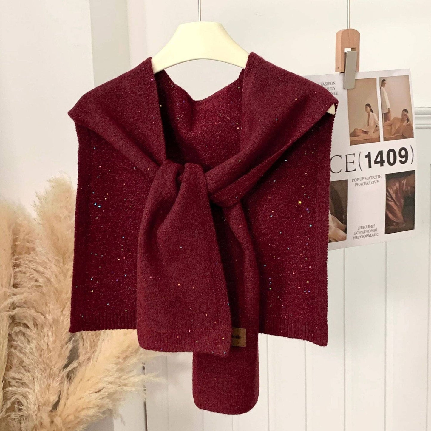 Lumi Sequin Scarf: Burgundy