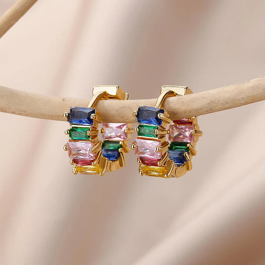 Rainbow Colored Zircon Earrings