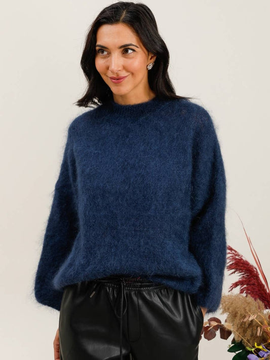Mohair trui Marine