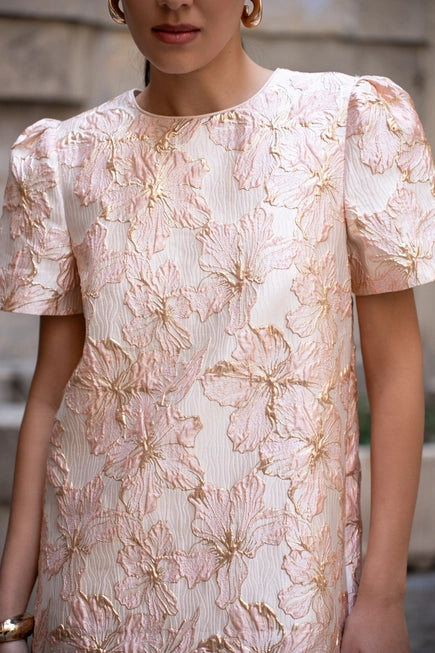 Gebloemde jacquardjurk