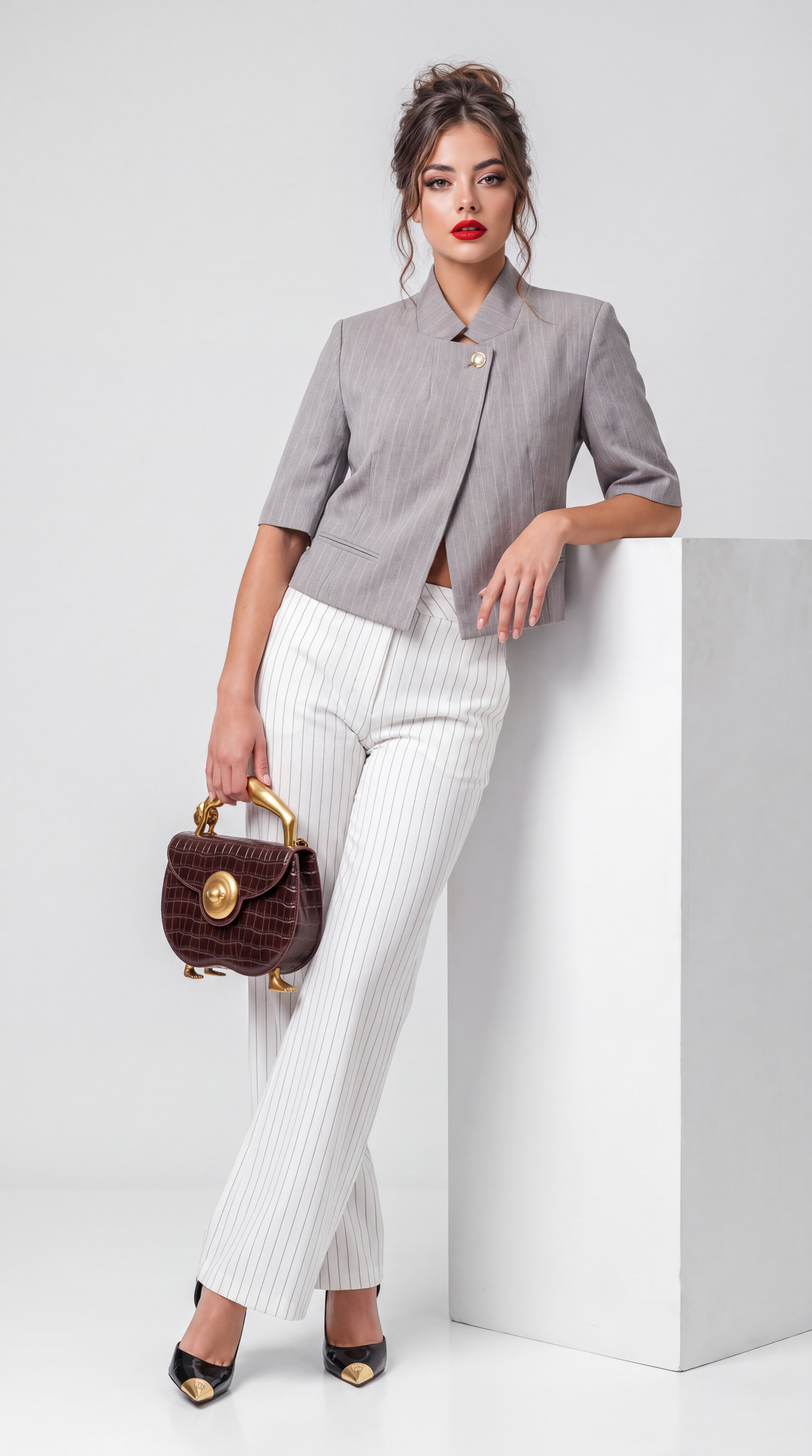 Mila Pinstripe Asymmetric Jacket