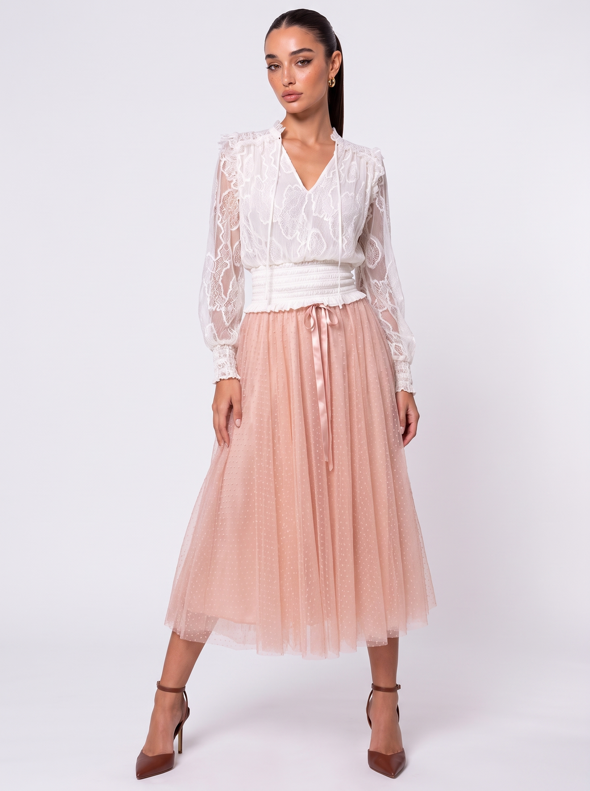 Odette Plumetis Kanten Blouse