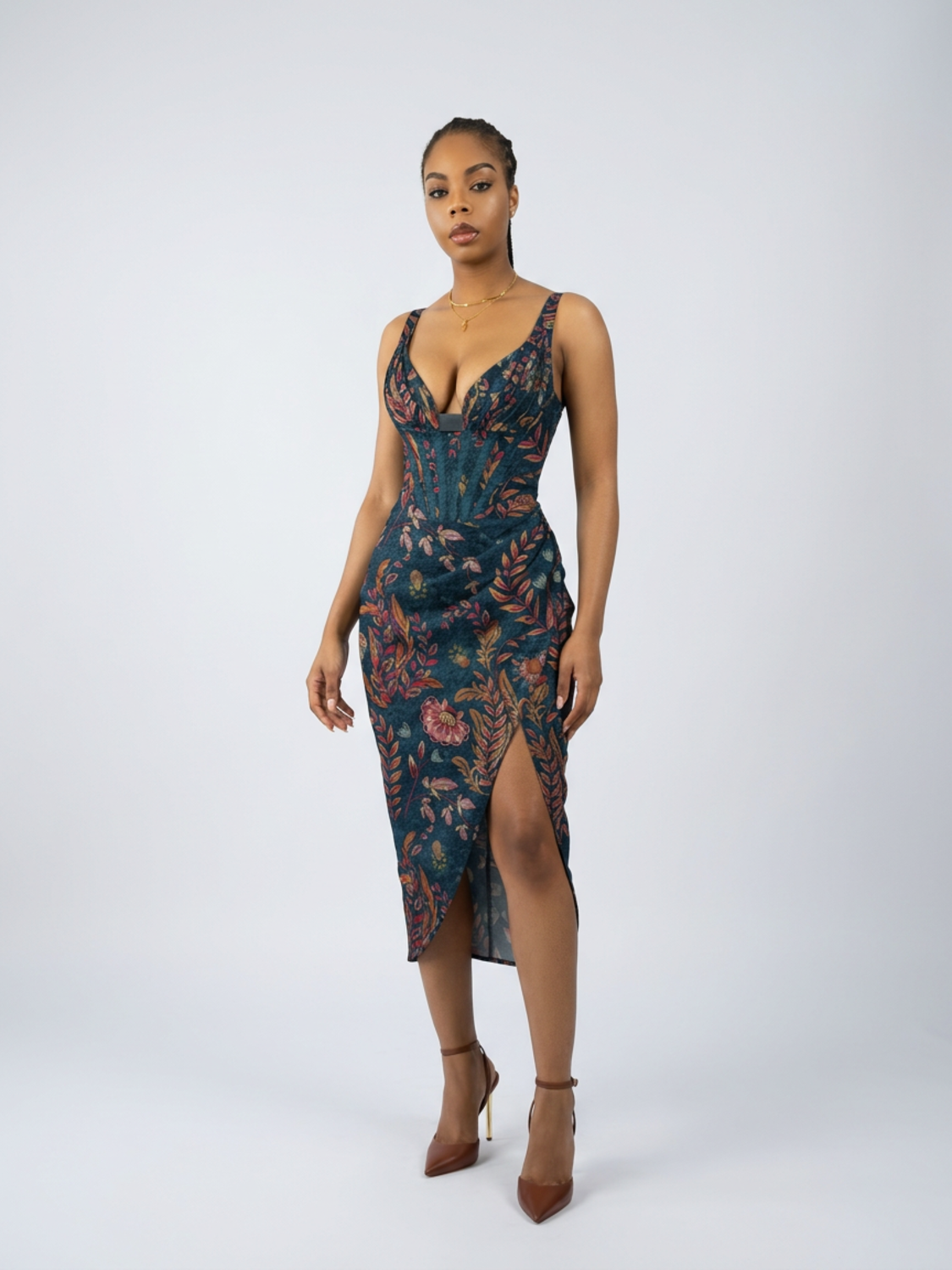 Halley midi-jurk met drapering
