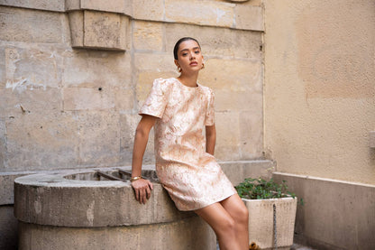 Gebloemde jacquardjurk