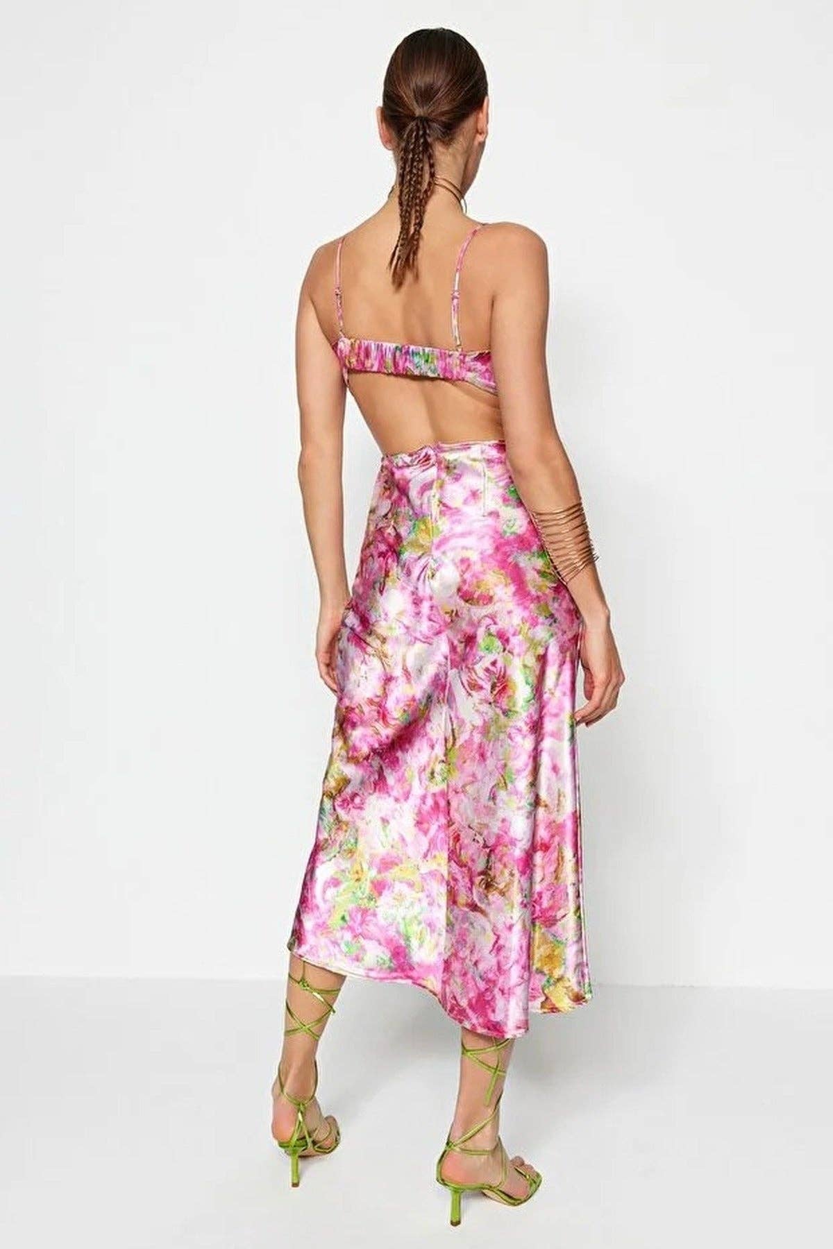 Aurelia Open-Back Satin Midi Dress