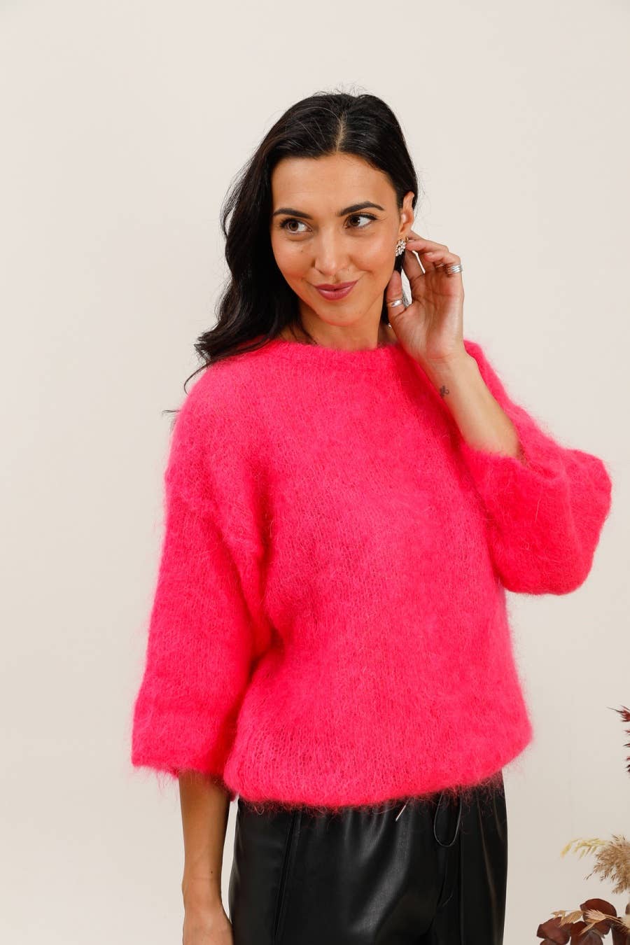 Mohair trui Fuchsia