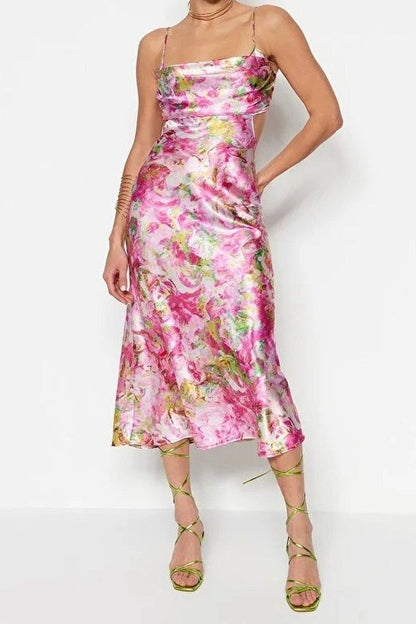 Aurelia Open-Back Satin Midi Dress