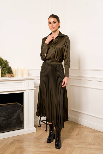 Effen satijnen plooirok