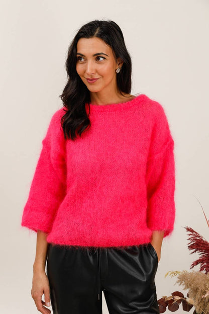 Mohair trui Fuchsia