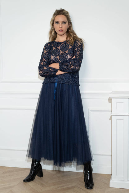 Blouse texturée avec rose (S/MM/L) - CK08022: Rose / 2S/M-2M/L