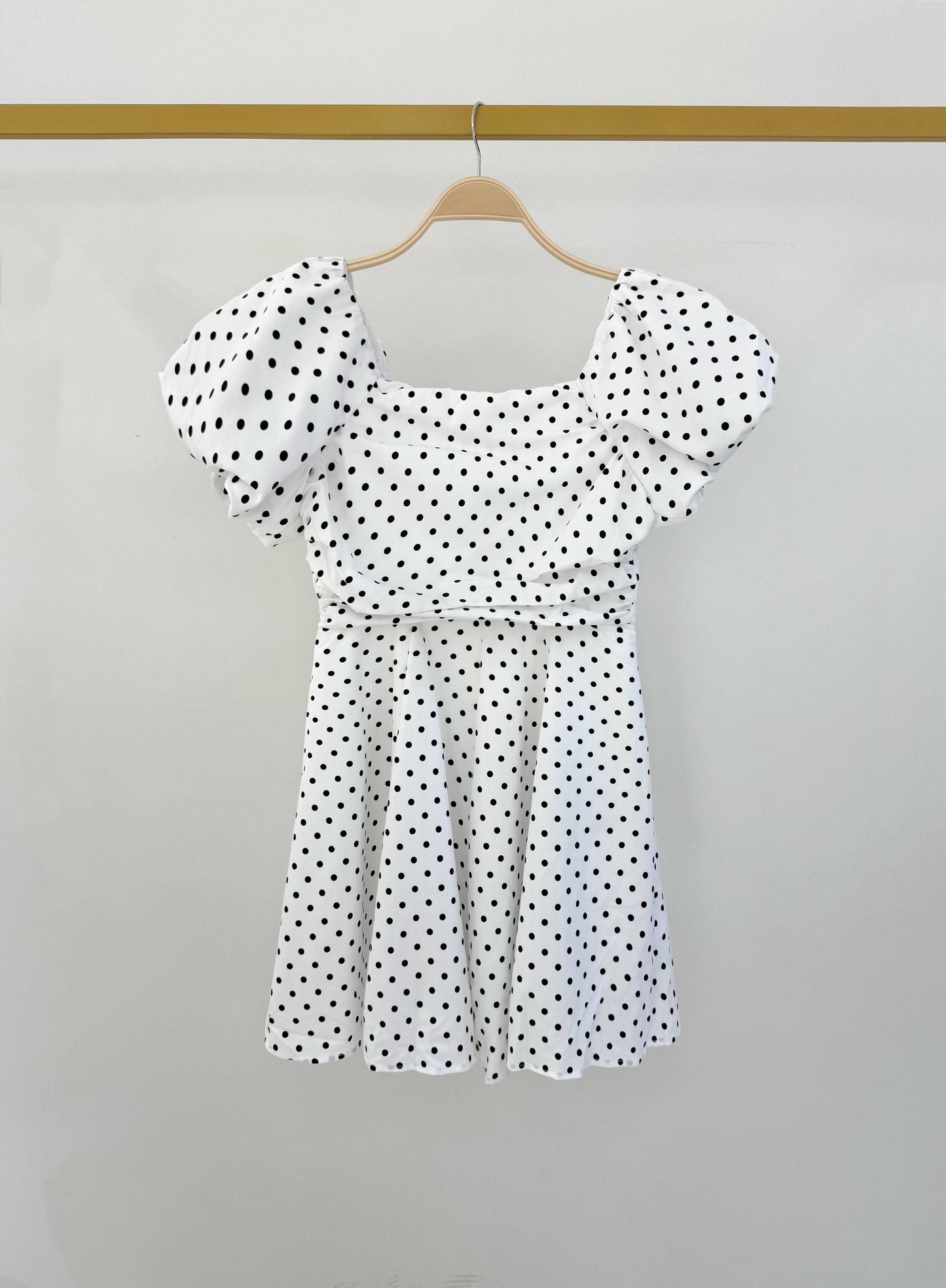 Jurk met ballonmouwen en stippen - 5745: Roze