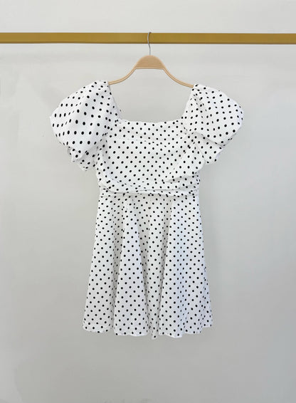 Jurk met ballonmouwen en stippen - 5745: Roze