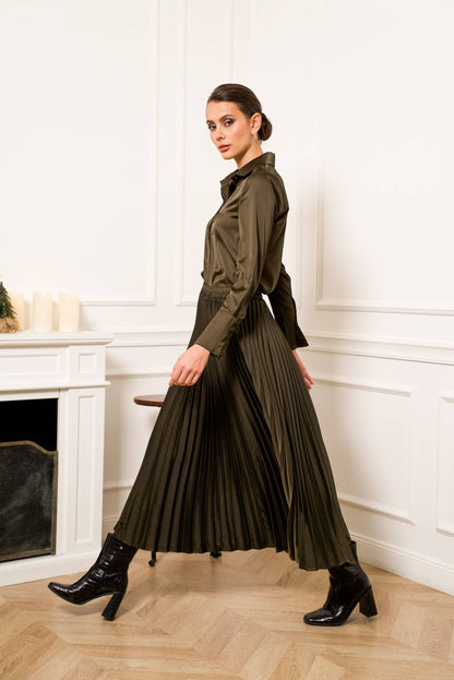 Effen satijnen plooirok