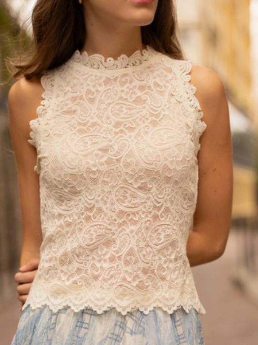 Catalina Bloemkant Top - Milk