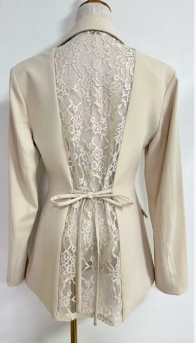 Sand Lace-Back Blazer