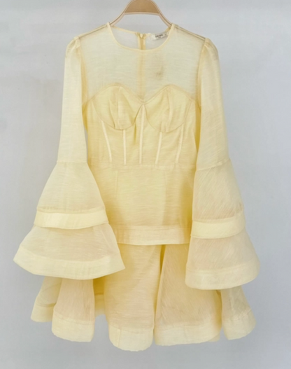 Amélie Soleil Corset-Detail Flare Dress