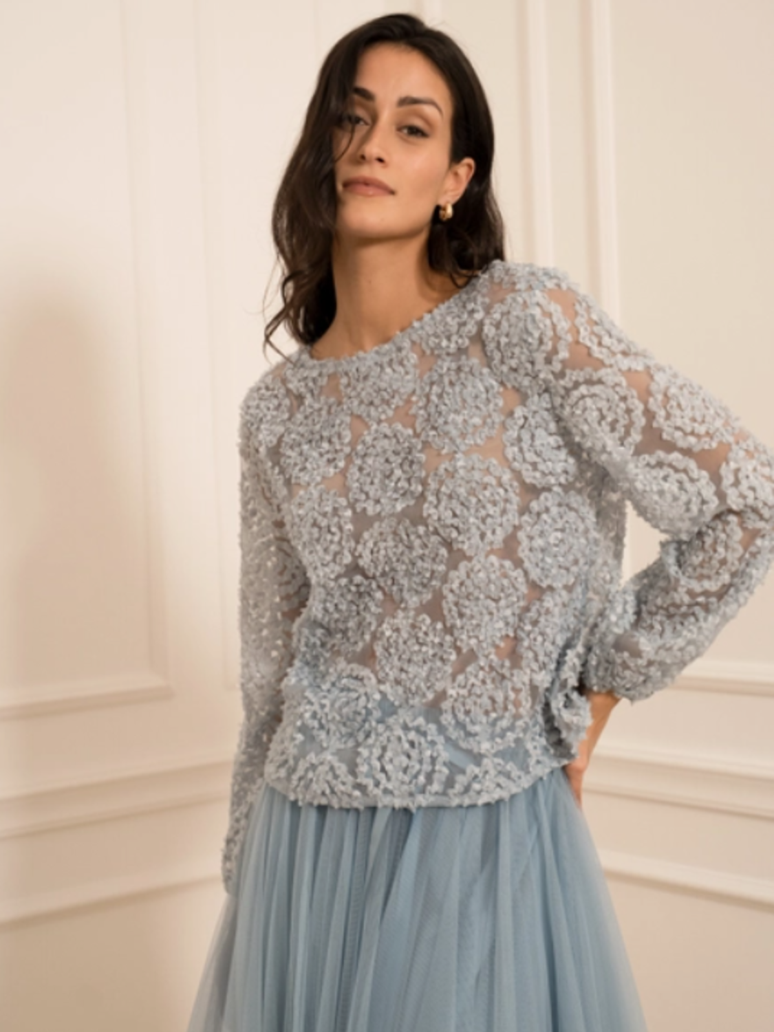 Colette Rozetten Blouse - Lichtblauw