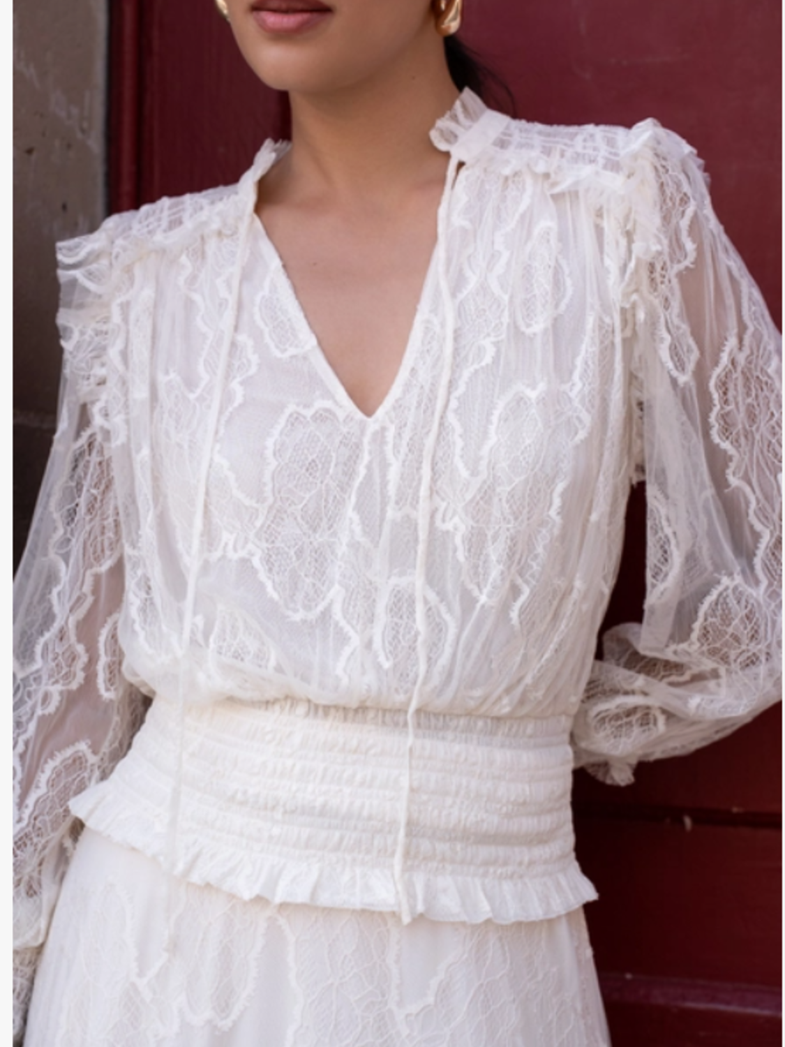 Odette Plumetis Kanten Blouse - Wit