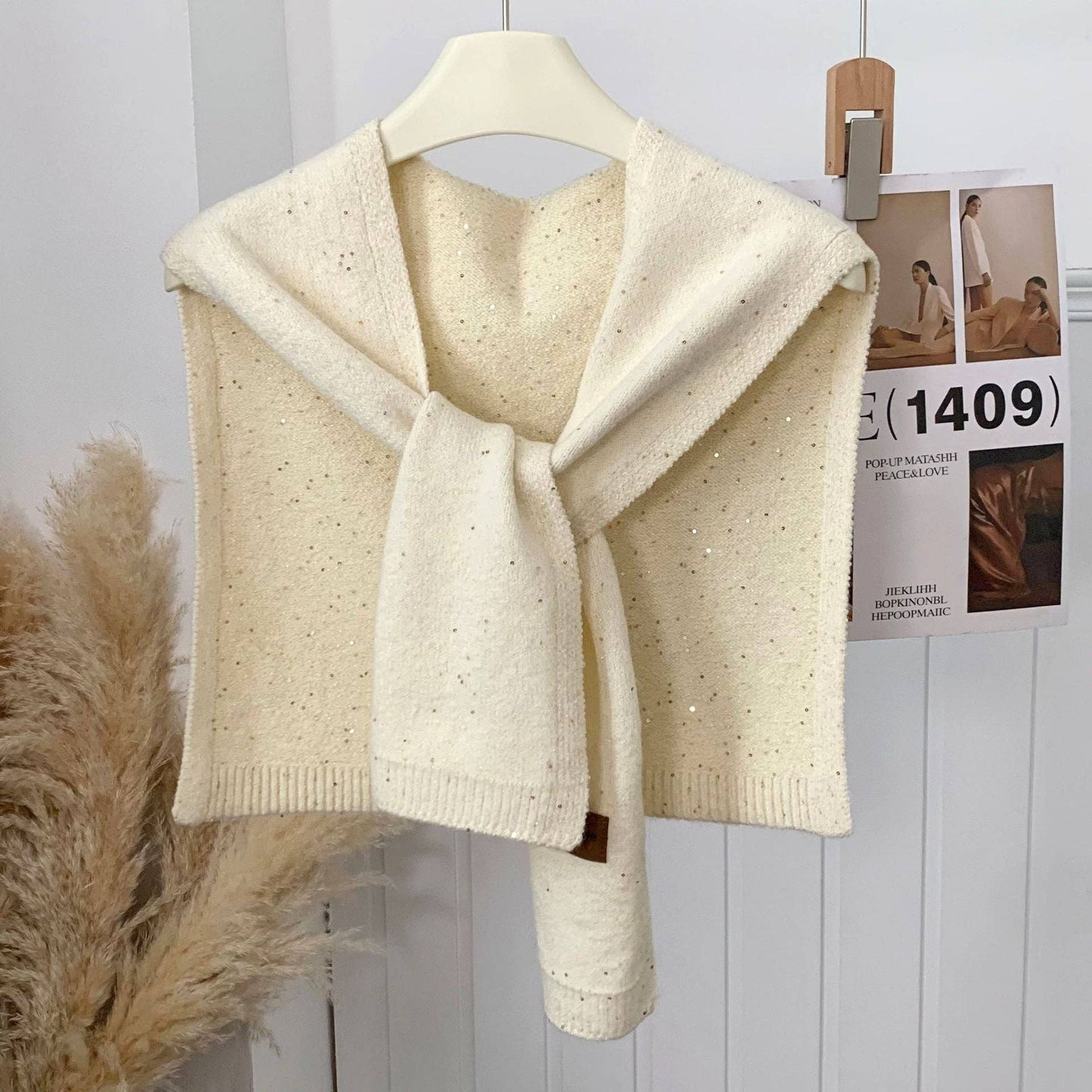 Lumi Sequin Scarf Beige