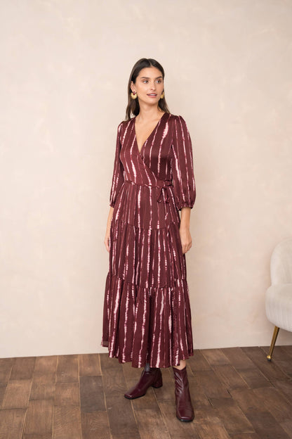 Lange overslagjurk Ana met Tie-Dye print