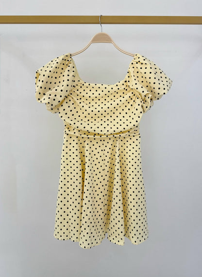 Jurk met ballonmouwen en stippen - 5745: Roze