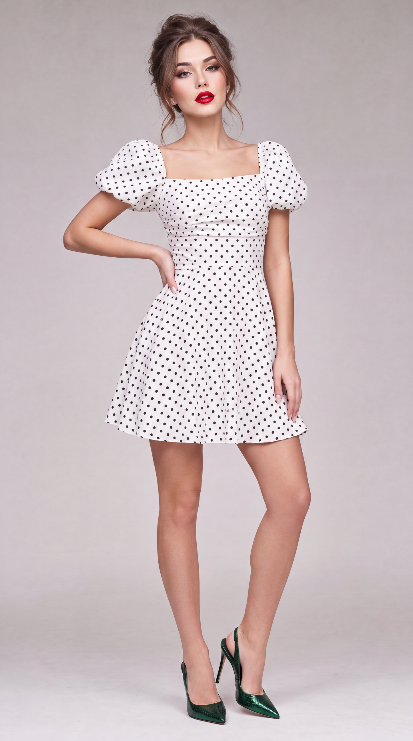 Élise Ivory Square-Neck Midi Skater Dress