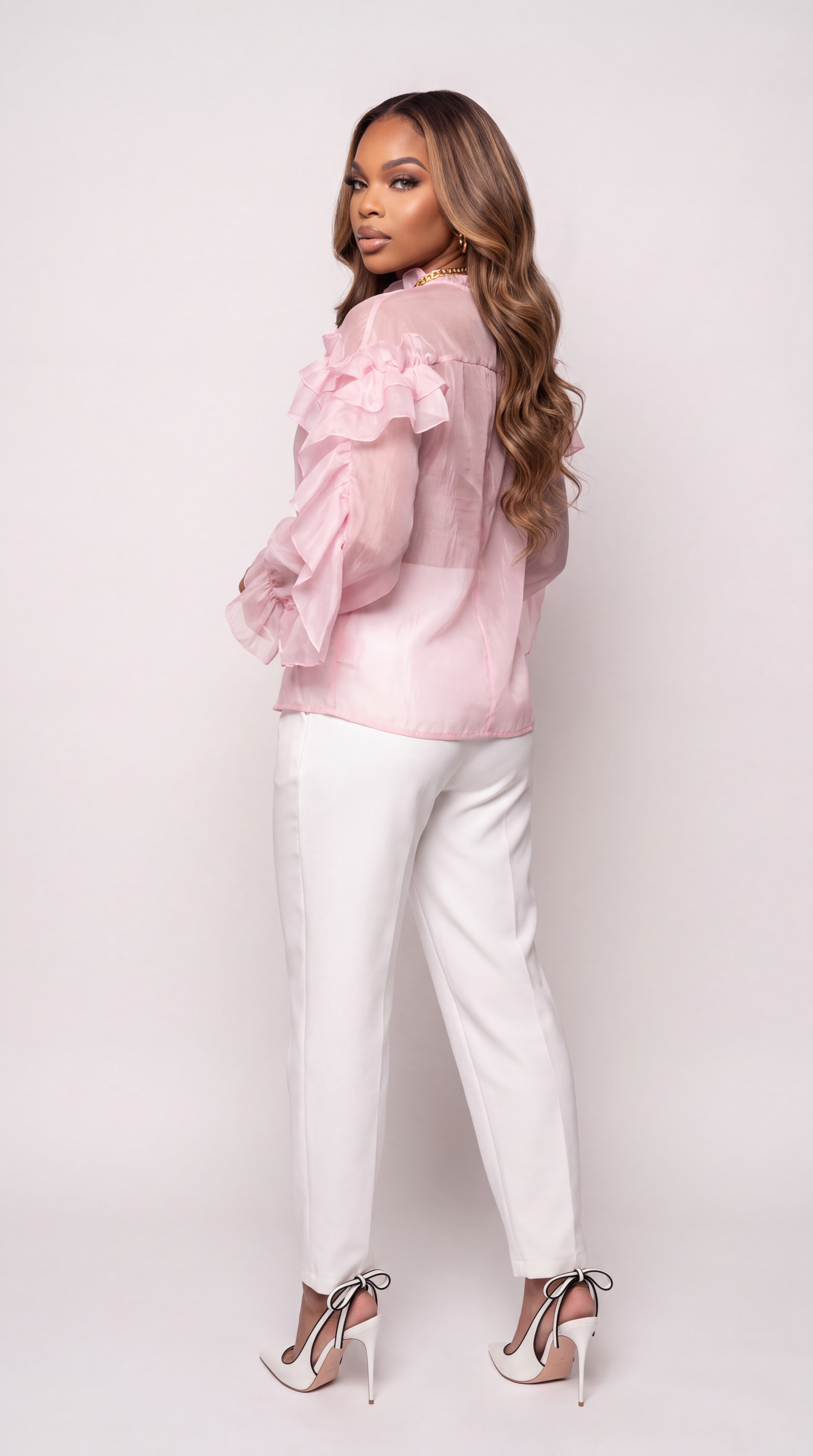 Floréa Rosé Ruffle Blossom Blouse