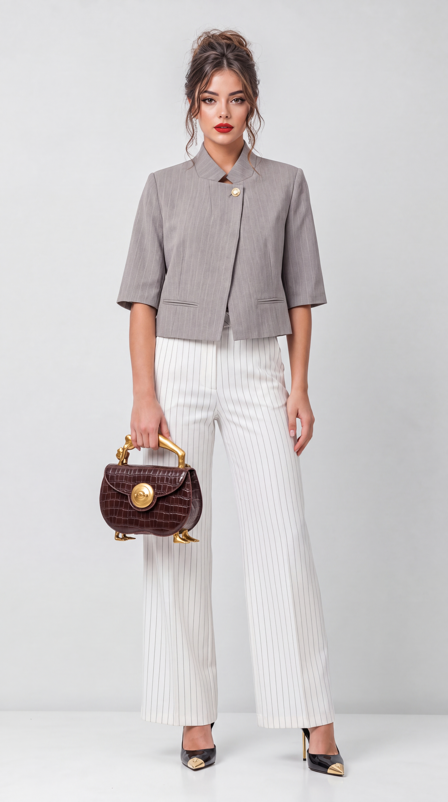 Mila Pinstripe Asymmetric Jacket