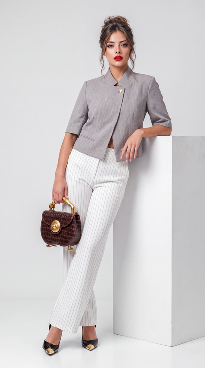 Mila Pinstripe Asymmetric Jacket