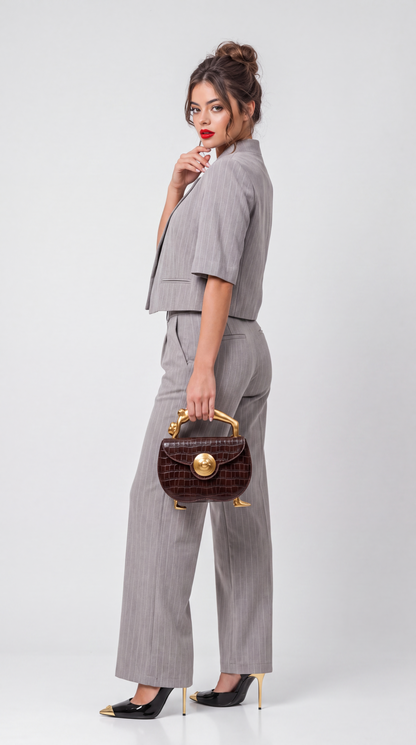 Mila Pinstripe Asymmetric Jacket