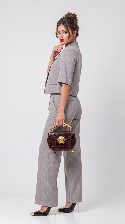 Mila Pinstripe Asymmetric Jacket