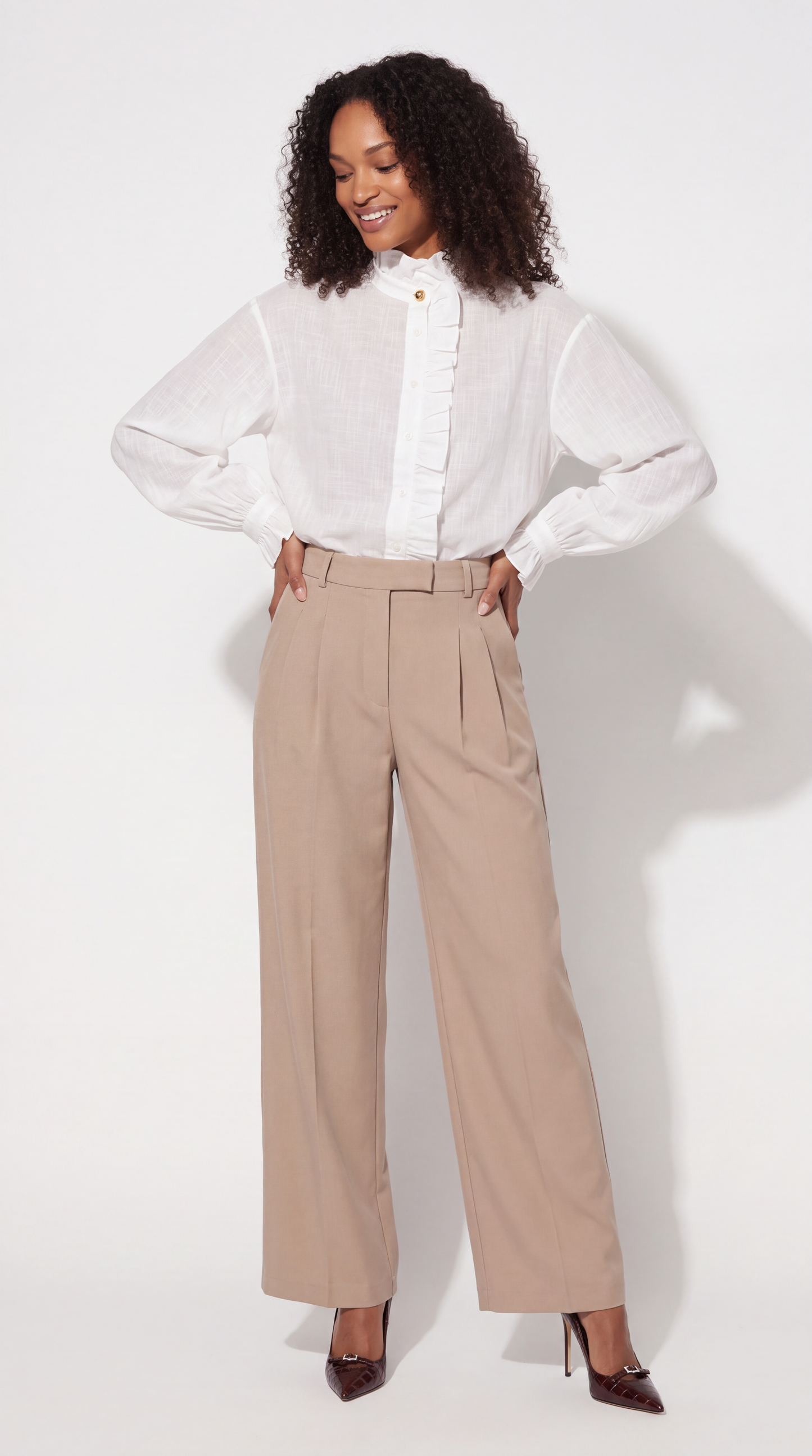 Aurélie High-Neck Ruffle Milk Blouse
