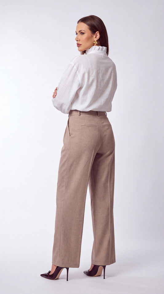 Aurélie High-Neck Ruffle Milk Blouse