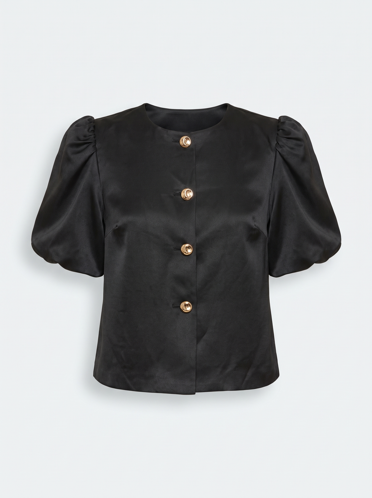 Camille Satijnen Pofmouwblouse