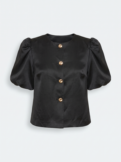 Camille Satijnen Pofmouwblouse