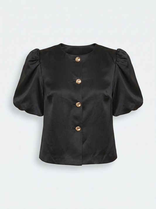 Camille Satijnen Pofmouwblouse