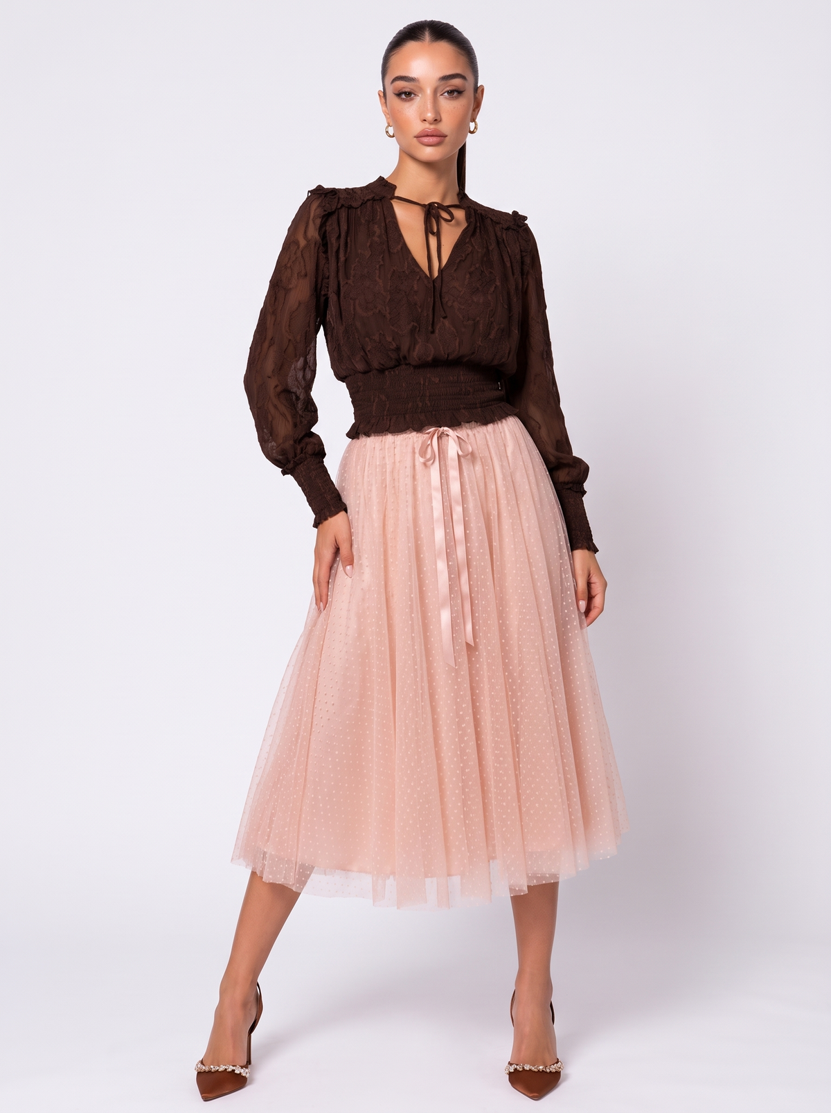 Odette Plumetis Kanten Blouse