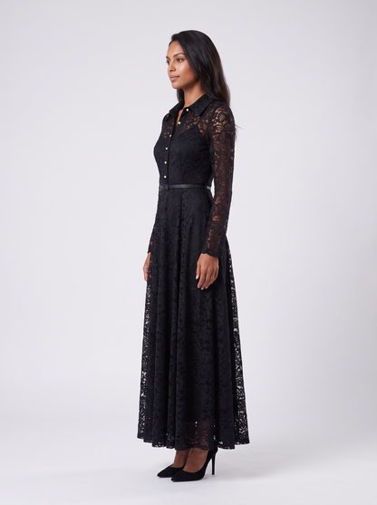 Séraphine Black Lace Maxi Dress