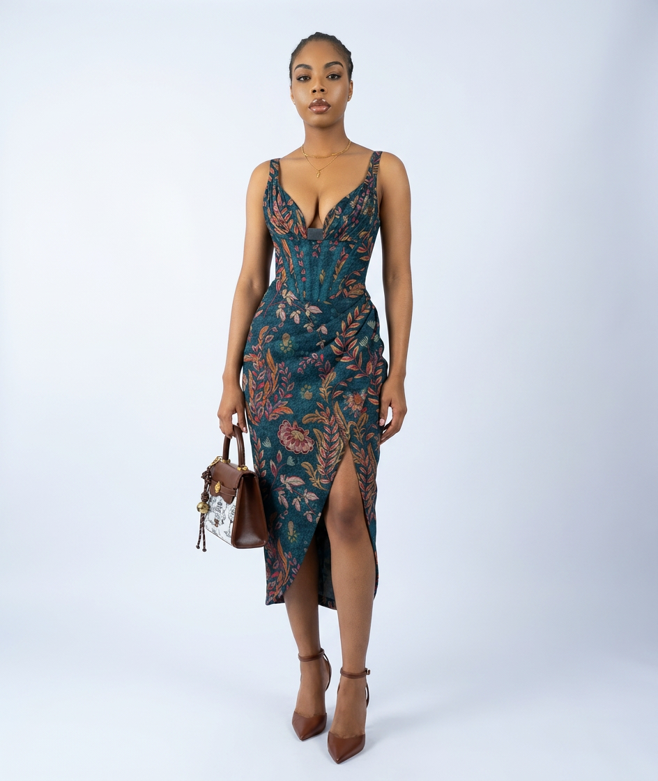 Halley midi-jurk met drapering