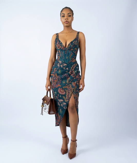 Halley midi-jurk met drapering