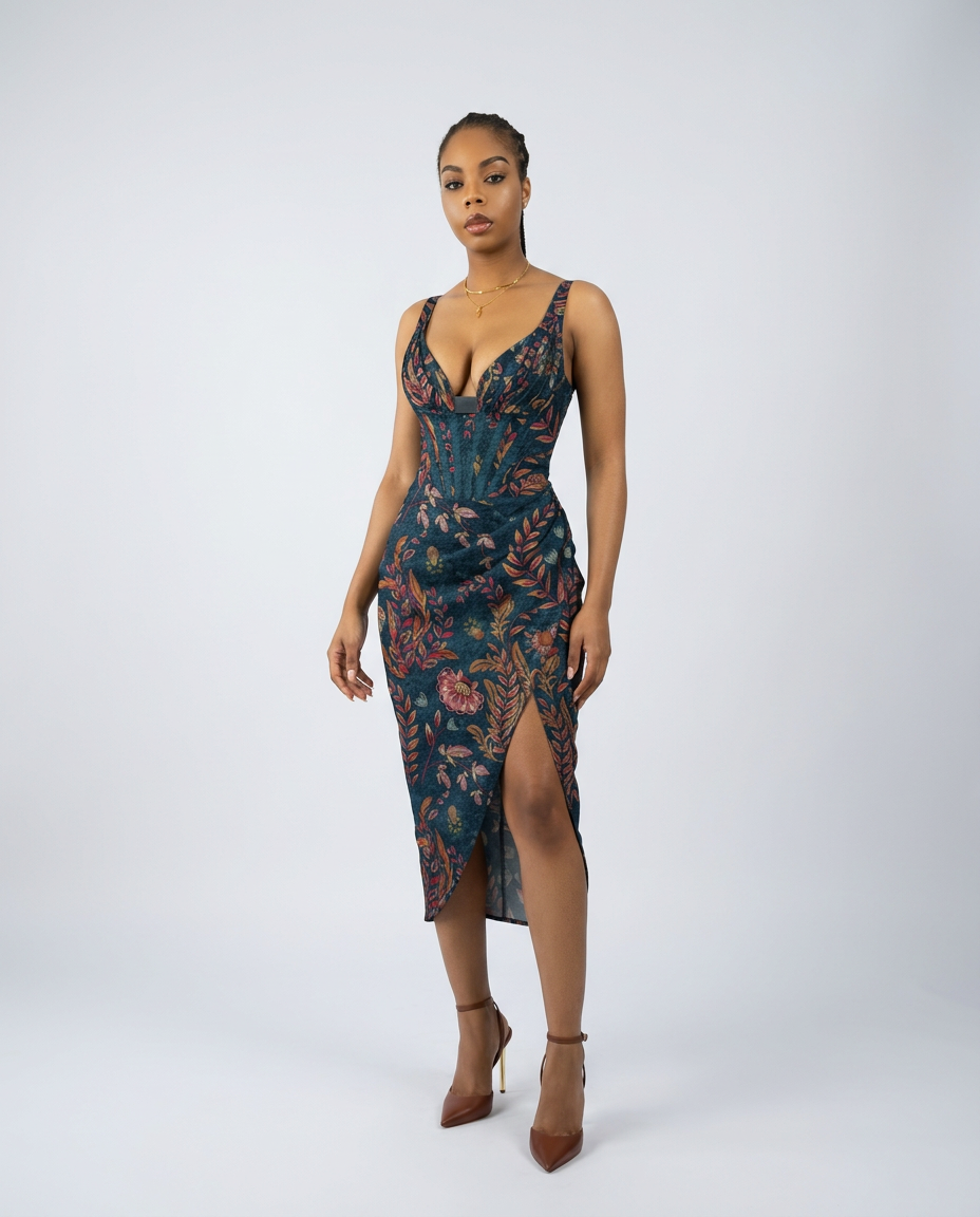 Halley midi-jurk met drapering