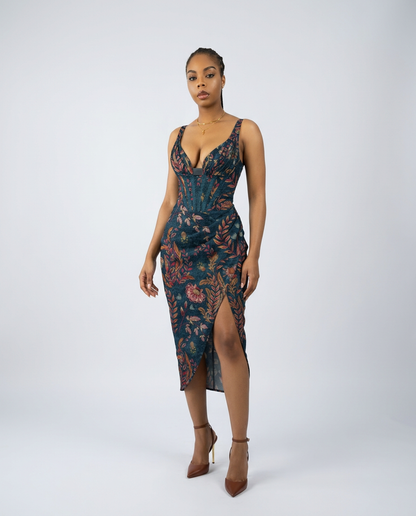 Halley midi-jurk met drapering
